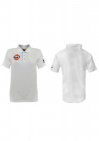 Рубашка-поло мужская белая ADIDAS с логотипом GULF (на груди)